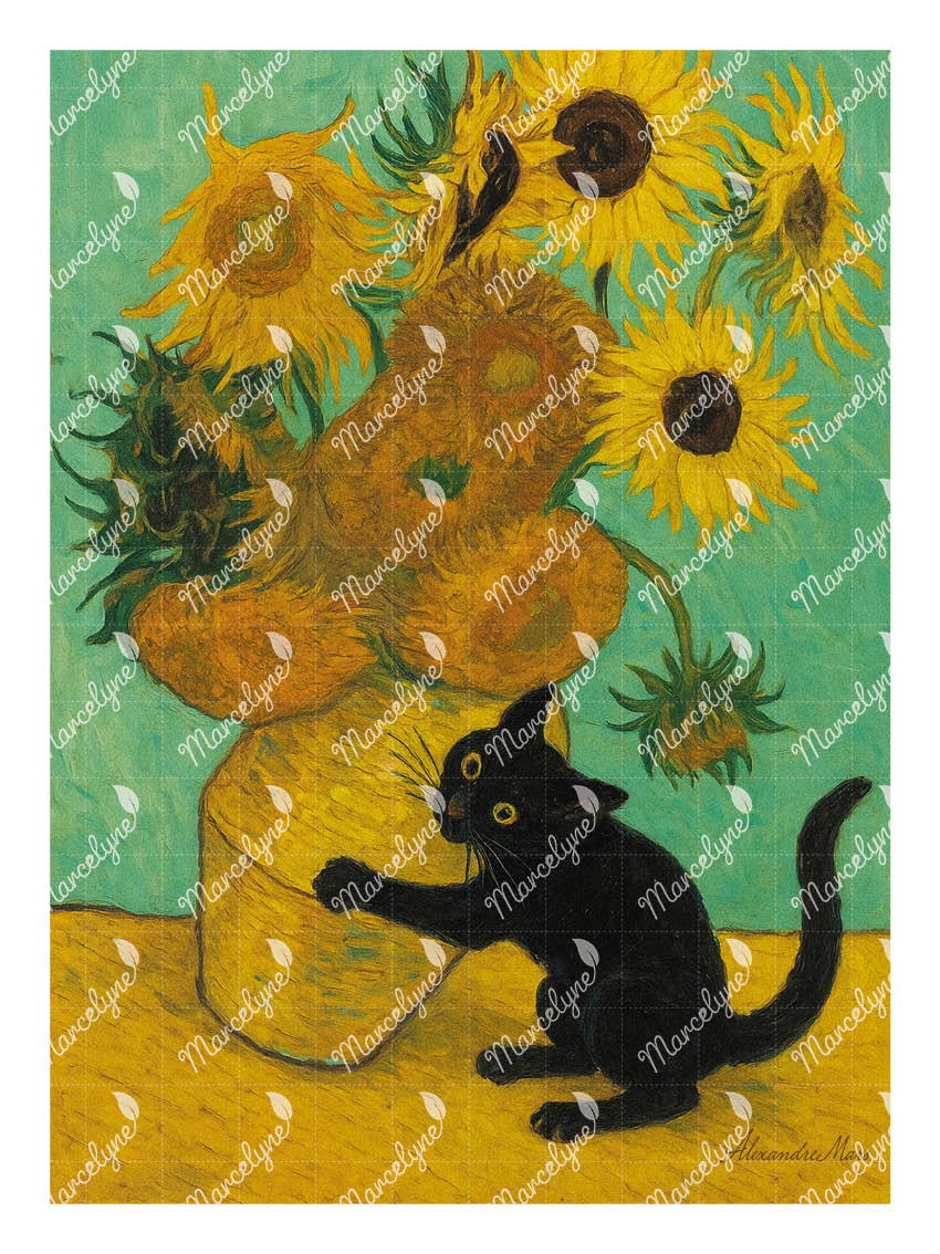 Le Chat Noir aux Tournesols Van Gogh